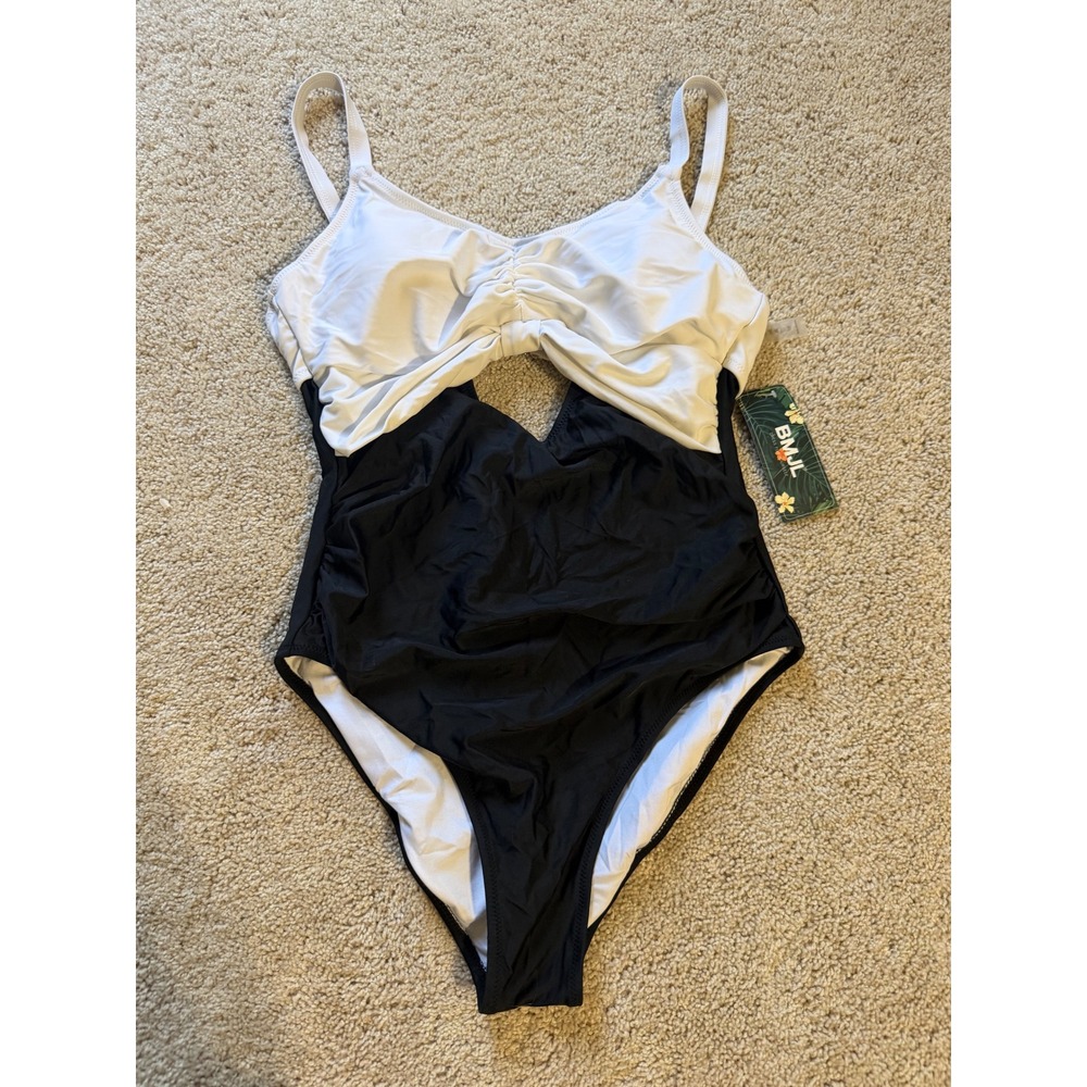 BMJL Womens Colorblock Cutout One Piece NWT Swimsuit Black White Medium NWT